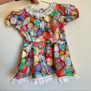 ✨SOLD✨Vintage Easter Egg Girl’s Lace Lined Dress 24 Months